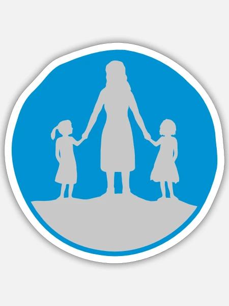 Kreis 2 Töchter Mutter - Sticker Größe S (10 x 10 cm) - Mattweiß