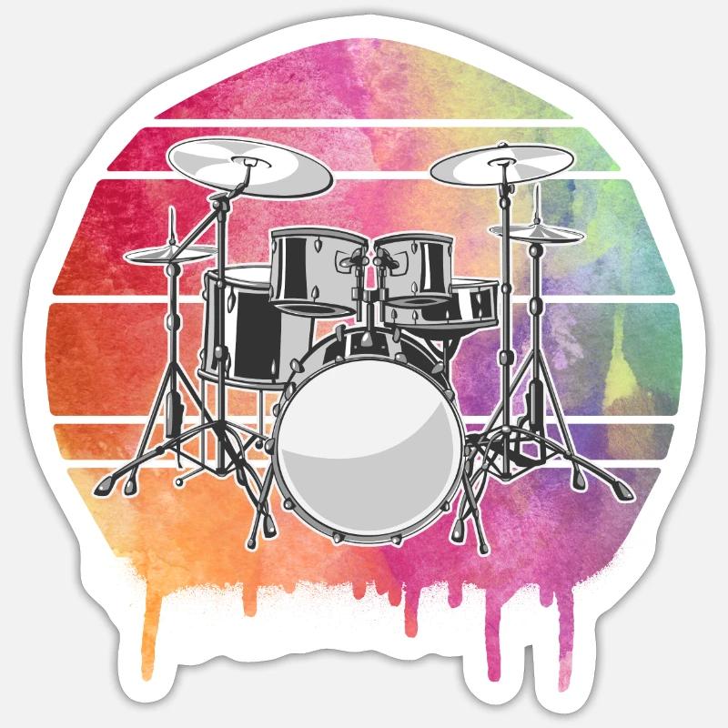 Batteur Schlagzeuger - Sticker taille S (10 x 10 cm) - blanc mat