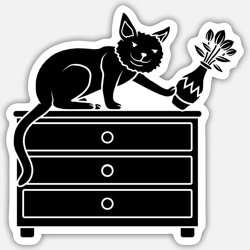 Vase de fleurs de bosses de chat effronté Sticker taille S (10 x 10 cm)