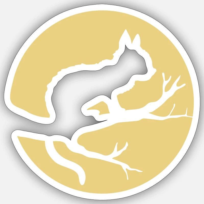 Arbre Lune Chat Noir Sticker taille S (10 x 10 cm)