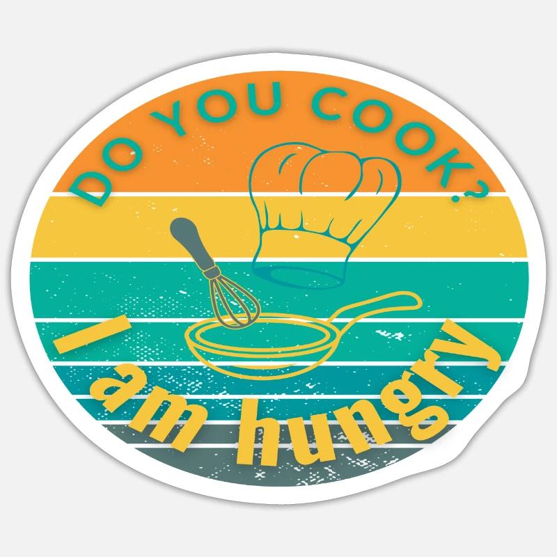 Cuisinez-vous ? J’ai faim - Sticker taille S (10 x 10 cm) - blanc mat