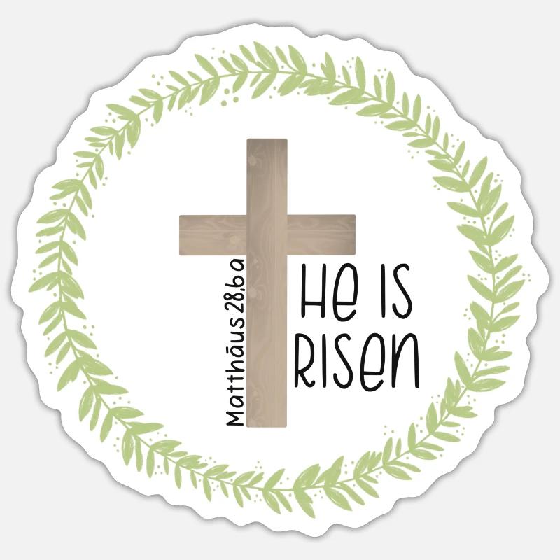 He is risen - Sticker Größe S (10 x 10 cm) - Mattweiß