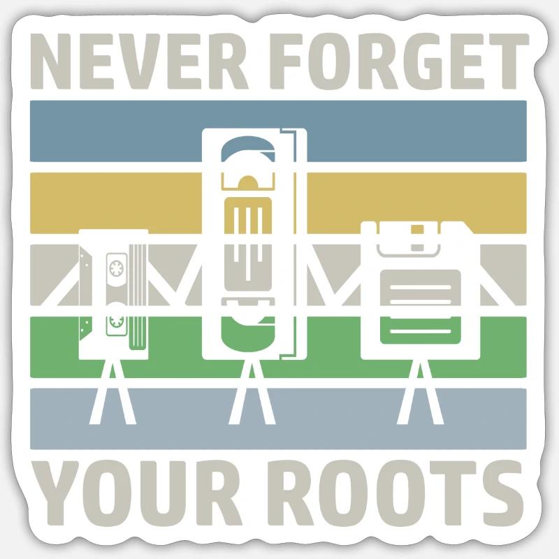 Retro Spruch Technik VHS Audiokassette Diskette Sticker Größe S (10 x 10 cm)