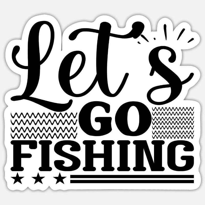 Allons à la pêche - Sticker taille S (10 x 10 cm) - blanc mat