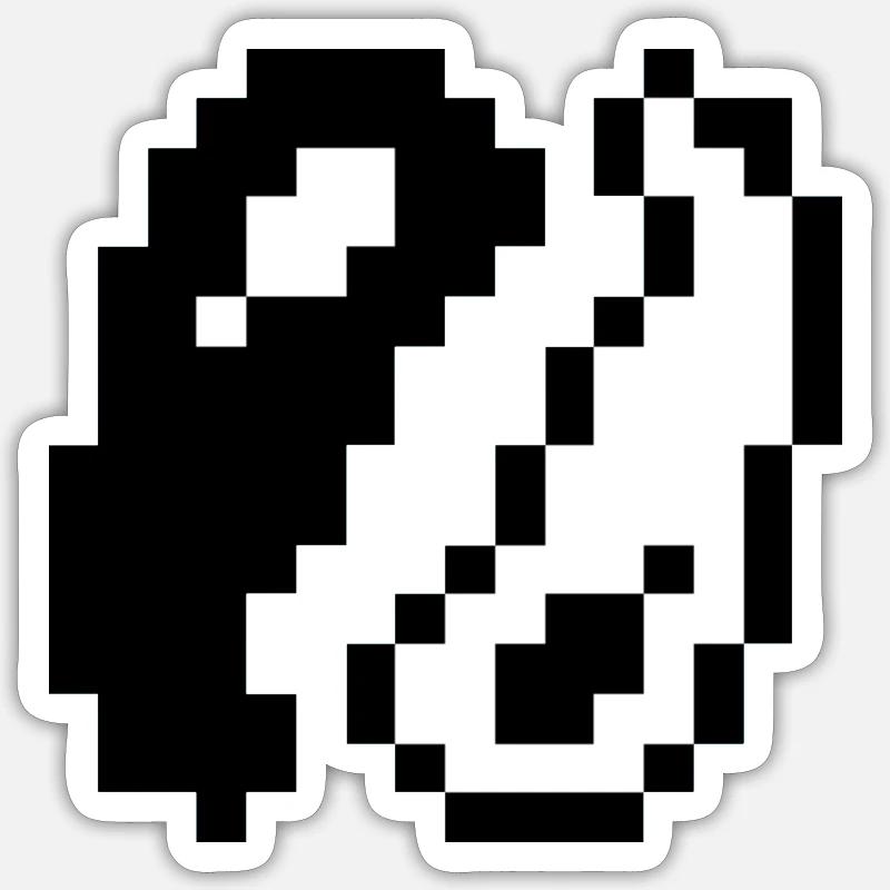 Ying Yang Pixel - Sticker size S (10 x 10 cm) - white matte