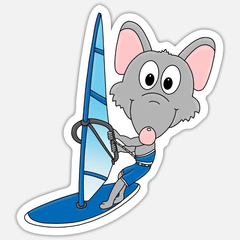 WASSERRATTE - SURFER - WINDSURFER - TIER - FUN Sticker Größe S (10 x 10 cm)