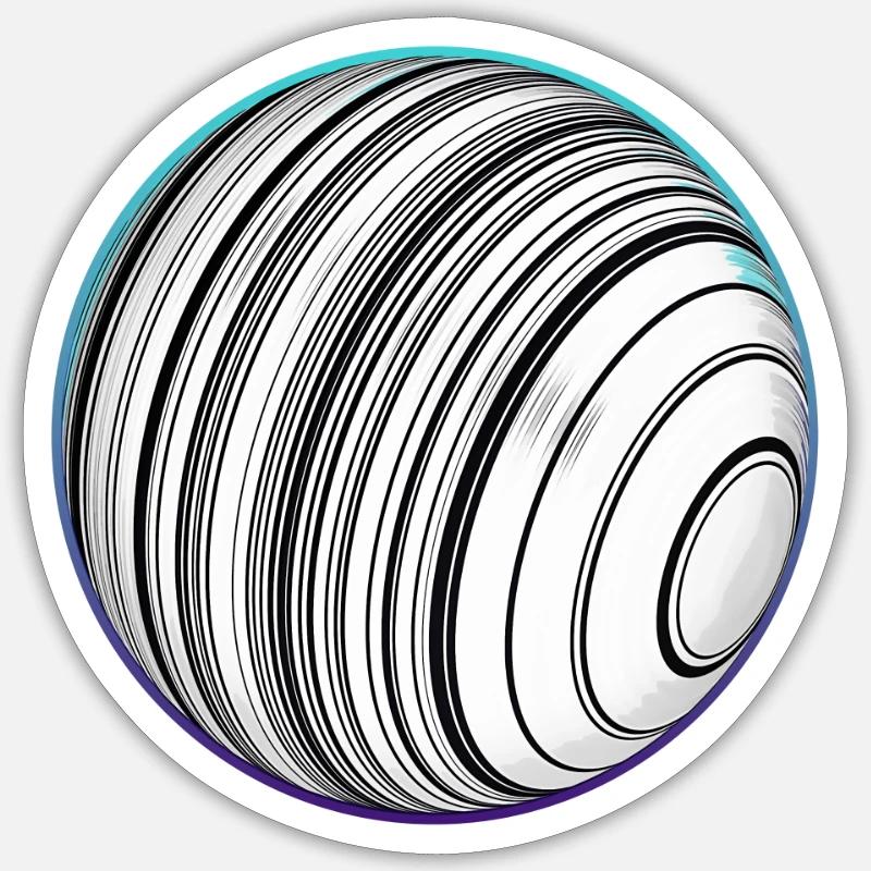 Boule rayée Sticker taille S (10 x 10 cm)