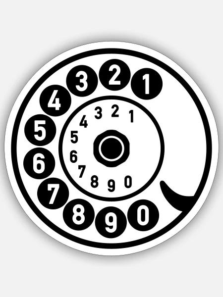 Wählscheibe Vintage Telefon anrufen Retro Technik - Sticker Größe S (10 x 10 cm) - Mattweiß
