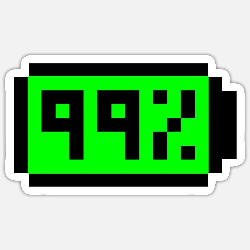 Batterie 99 % Pixel Art - Sticker Größe S (10 x 10 cm) - Mattweiß