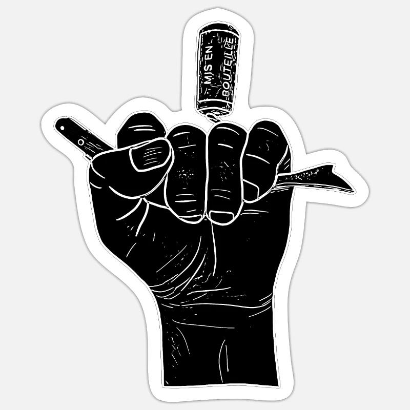 Black hand with corkscrew Sticker size S (10 x 10 cm)