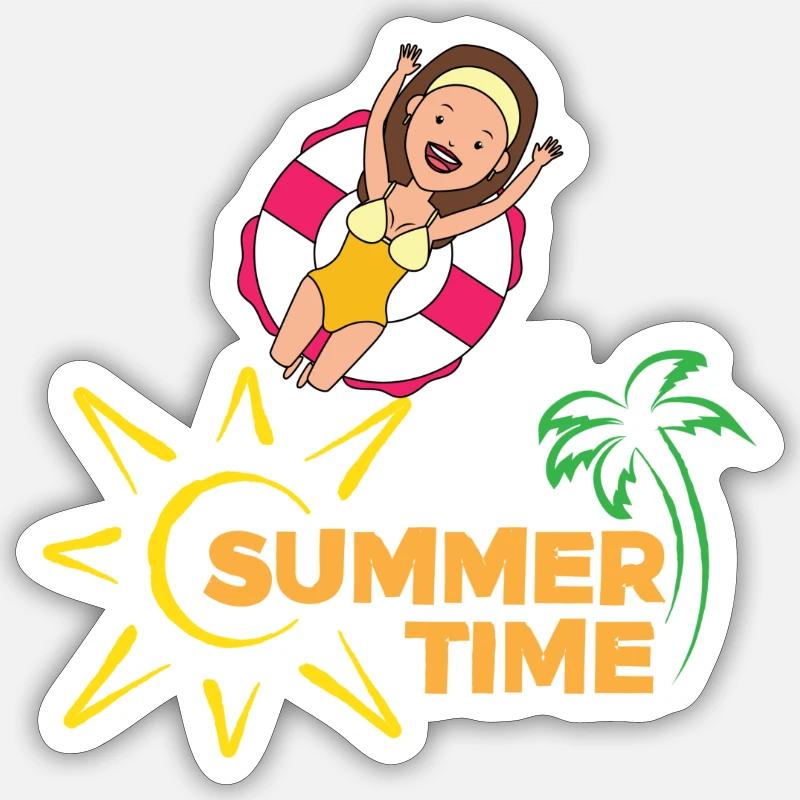Sommerzeit02 Mädchen - Sticker Größe S (10 x 10 cm) - Mattweiß
