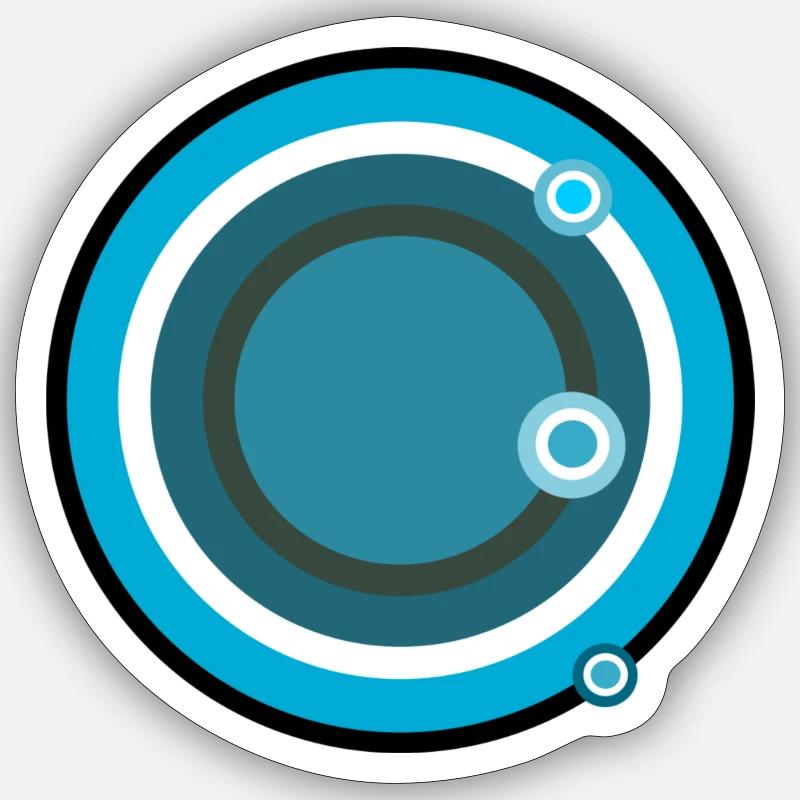 Blue geometric circles - Sticker Größe S (10 x 10 cm) - Mattweiß