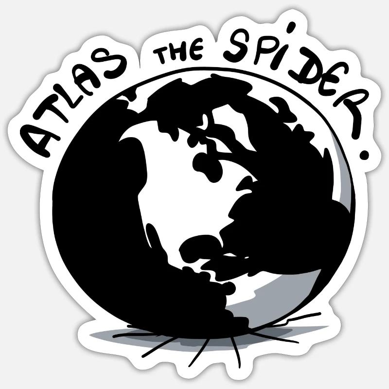 Beth l'araignée porte la terre - Sticker taille S (10 x 10 cm) - blanc mat