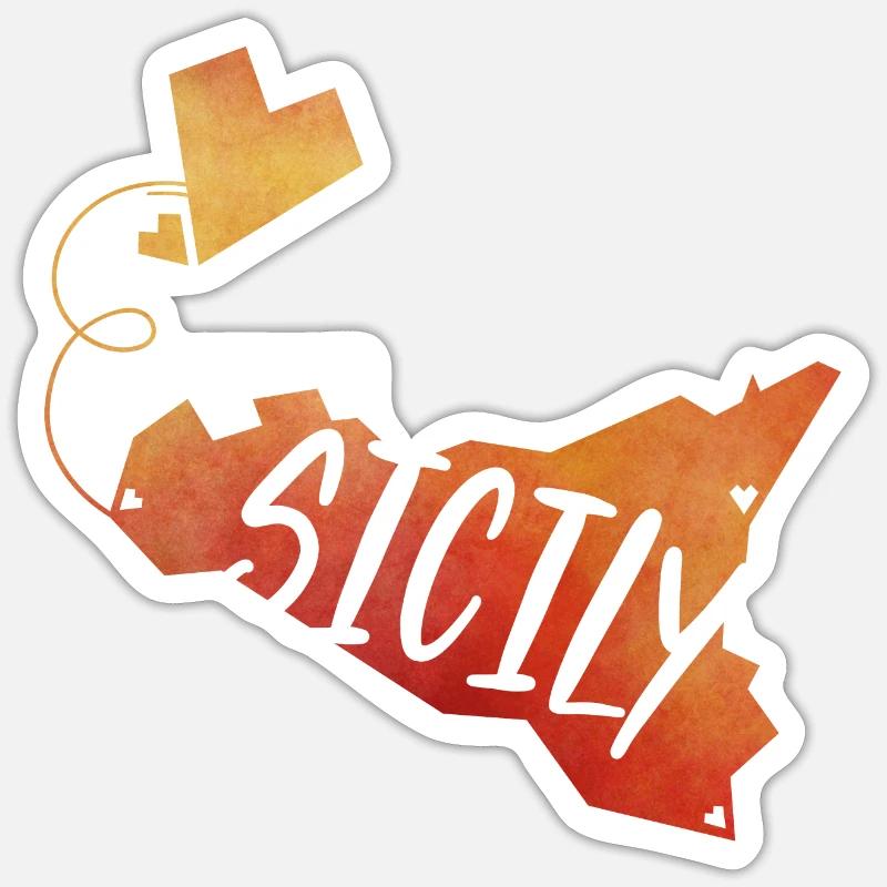 Sicile - Sticker taille S (10 x 10 cm) - blanc mat