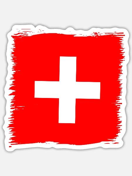 Schweiz Schweizer Fahne Flagge Geschenk - Sticker Größe S (10 x 10 cm) - Mattweiß