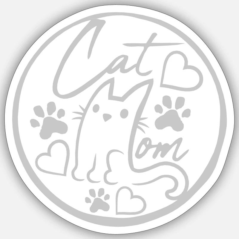 Circle Logo Cat Mom Sticker size S (10 x 10 cm)