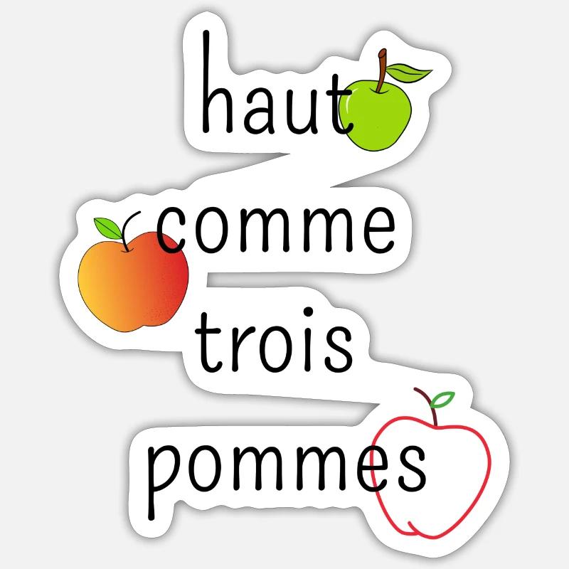 Haut comme trois pommes - Sticker taille S (10 x 10 cm) - blanc mat