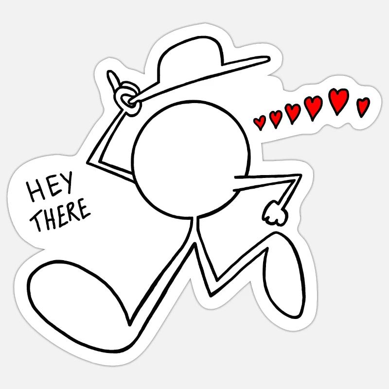 Hey There Plain Doodle - Sticker size S (10 x 10 cm) - white matte