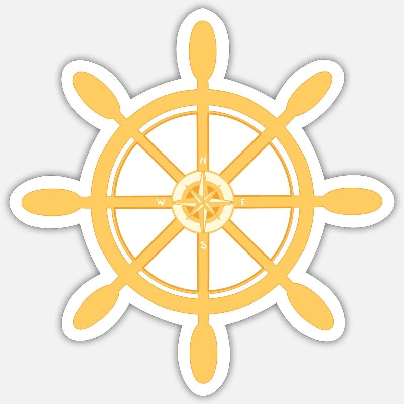Schiffsrad Schiffssteuerrad mit Himmelsrichtungen Sticker Größe S (10 x 10 cm)