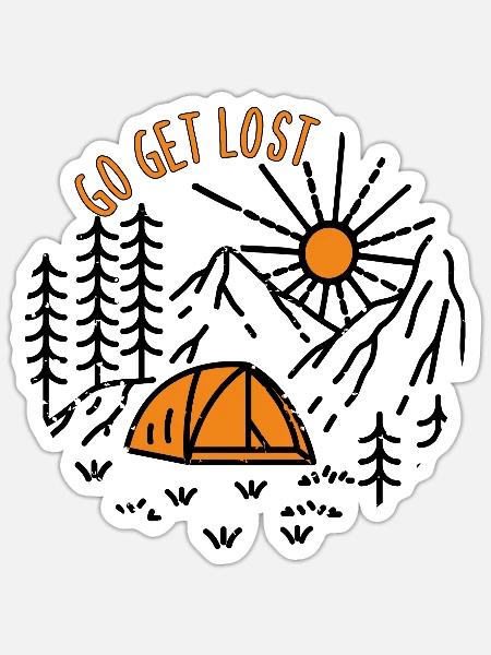 GEHEN SIE VERLOREN OUTDOOR CAMPING LOVER - Sticker Größe S (10 x 10 cm) - Mattweiß