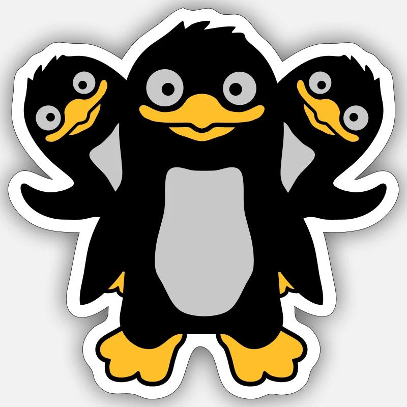 3 amis pingouins drôles - Sticker taille S (10 x 10 cm) - blanc mat