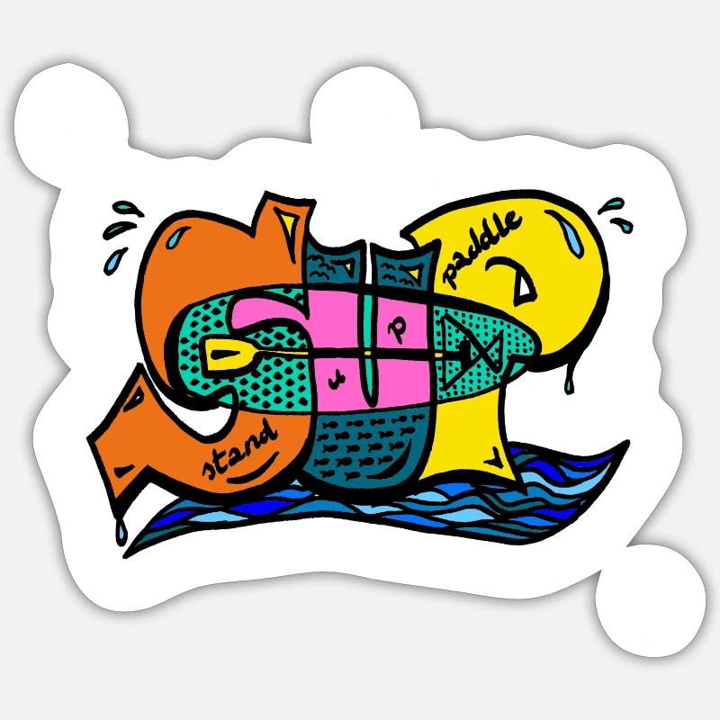 stand up paddle - Sticker taille S (10 x 10 cm) - blanc mat