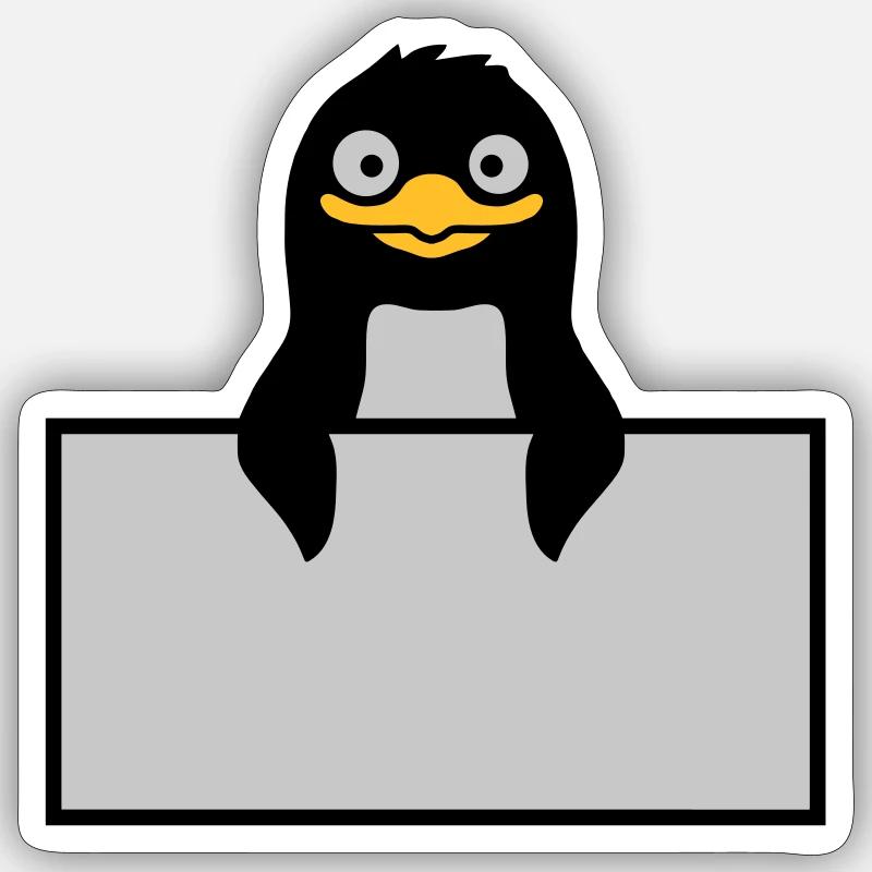 Alberner Pinguin hinter Schild Sticker Größe S (10 x 10 cm)