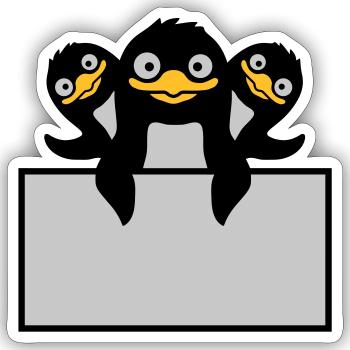 3 pingouins derrière le bouclier - Sticker taille S (10 x 10 cm) - blanc mat - Devant