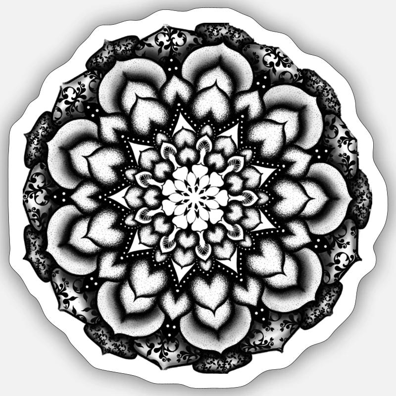 Mandala - Sticker taille S (10 x 10 cm) - blanc mat