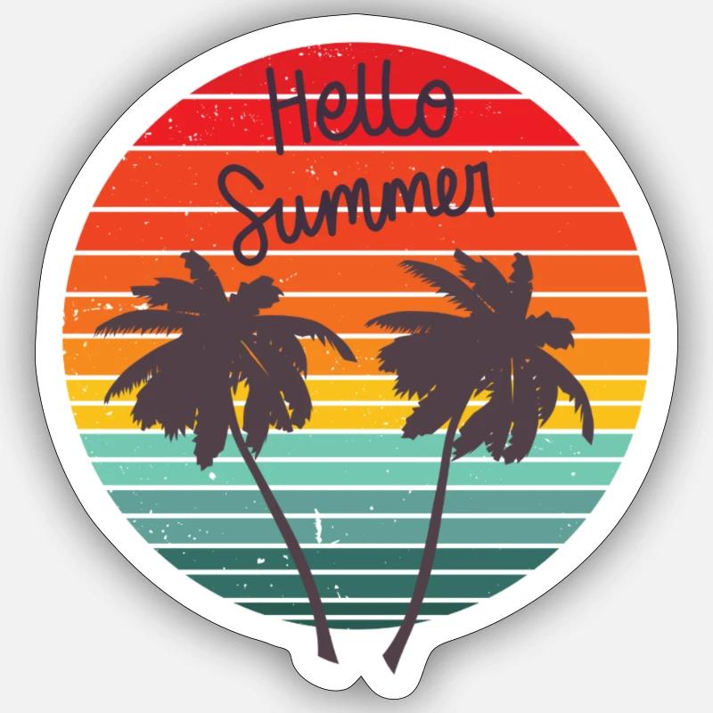 Hello Summer - Sticker Größe S (10 x 10 cm) - Mattweiß