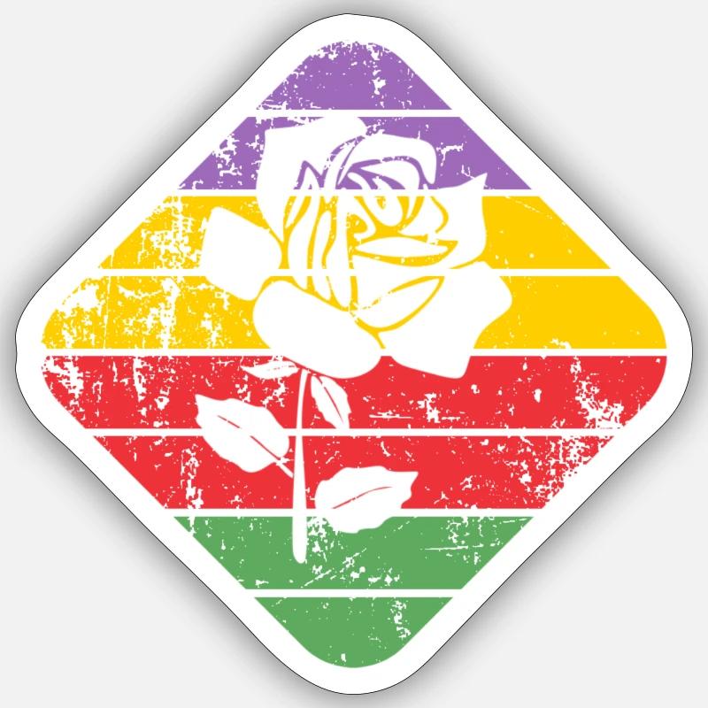 Rose - Sticker taille S (10 x 10 cm) - blanc mat