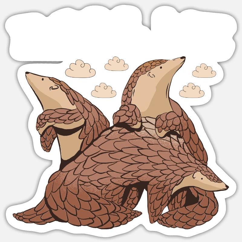 Roll Me Pangolin - Sticker Größe S (10 x 10 cm) - Mattweiß
