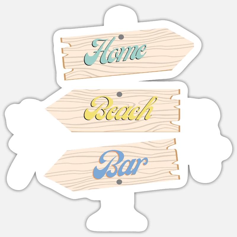 Panneau home beach bar - Sticker taille S (10 x 10 cm) - blanc mat