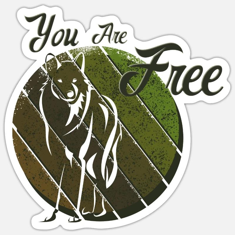 Du bist ein freier Wolf Sticker Größe S (10 x 10 cm)