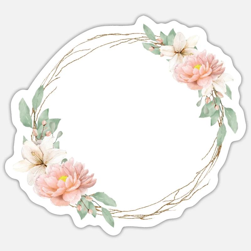 Flower wreath Boho customizable Sticker size S (10 x 10 cm)
