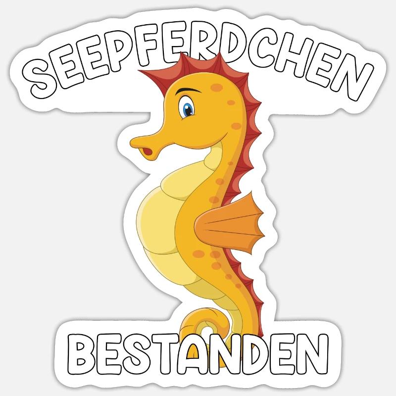 Seepferdchen Abzeichen Schwimmprüfung Geschenk Sticker Größe S (10 x 10 cm)