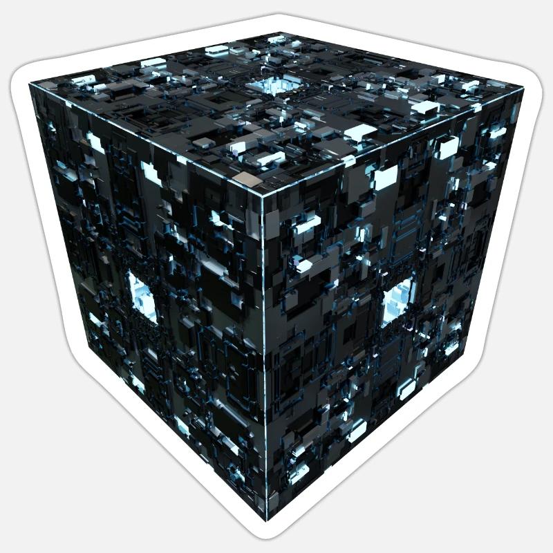 Cube sci-fiction Sticker taille S (10 x 10 cm)