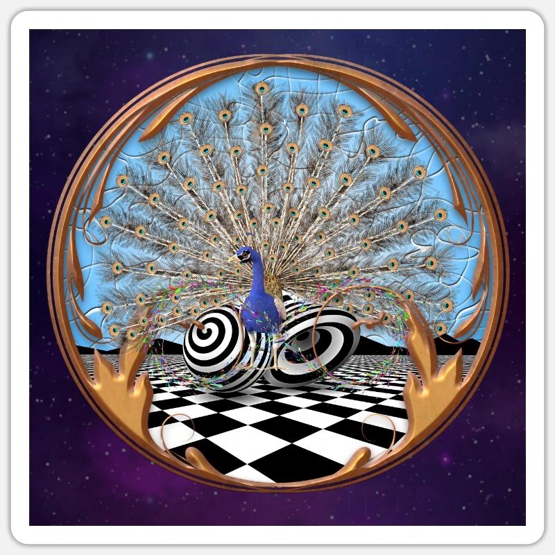 Abstract Peacock Infinite - Univers - Sticker taille S (10 x 10 cm) - blanc mat