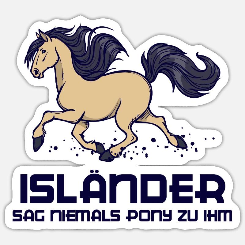 Pferdenarr Islandpferde Pferde Statement Galopp - Sticker Größe S (10 x 10 cm) - Mattweiß