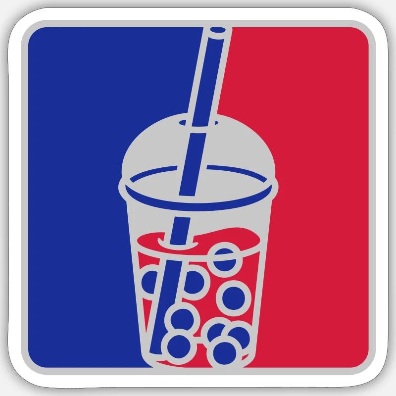 Rot Blau Bubble Tea - Sticker Größe S (10 x 10 cm) - Mattweiß