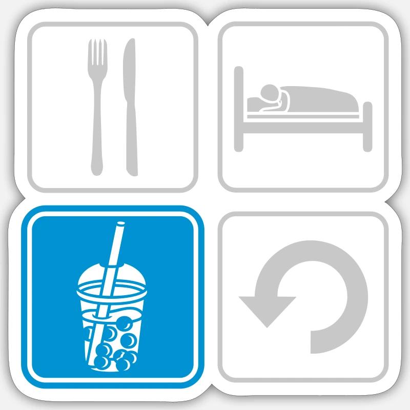 Boba Tea Repeat täglich Sticker Größe S (10 x 10 cm)