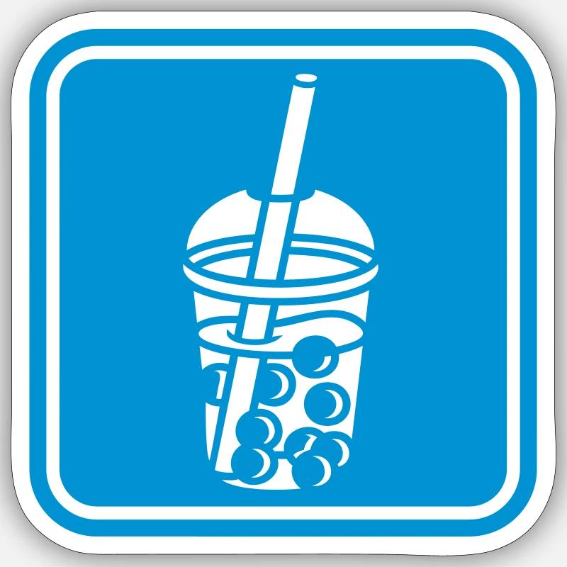 Button Schild Bubble Tea - Sticker Größe S (10 x 10 cm) - Mattweiß
