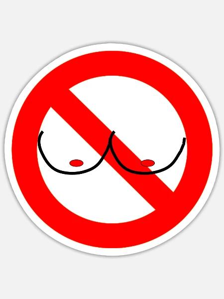 No Tits / Keine Brüste - Sticker Größe S (10 x 10 cm) - Mattweiß