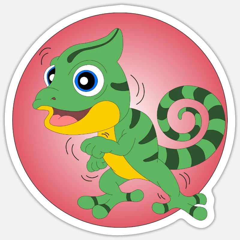 Lézard dansant - Sticker taille S (10 x 10 cm) - blanc mat