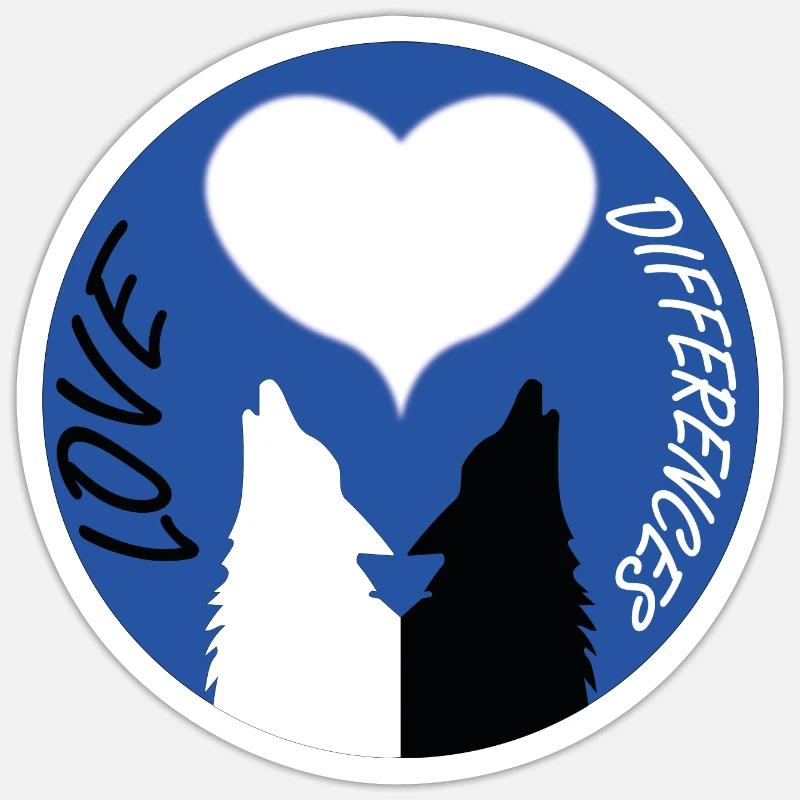 Différences amoureuses - Sticker taille S (10 x 10 cm) - blanc mat