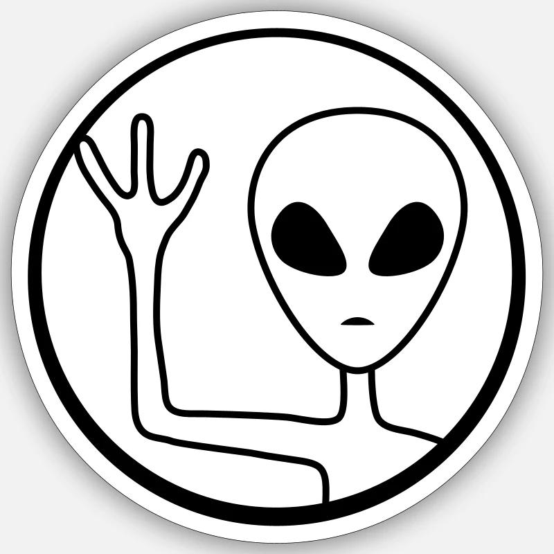 Cercle Alien vagues amicales - Sticker taille S (10 x 10 cm) - blanc mat