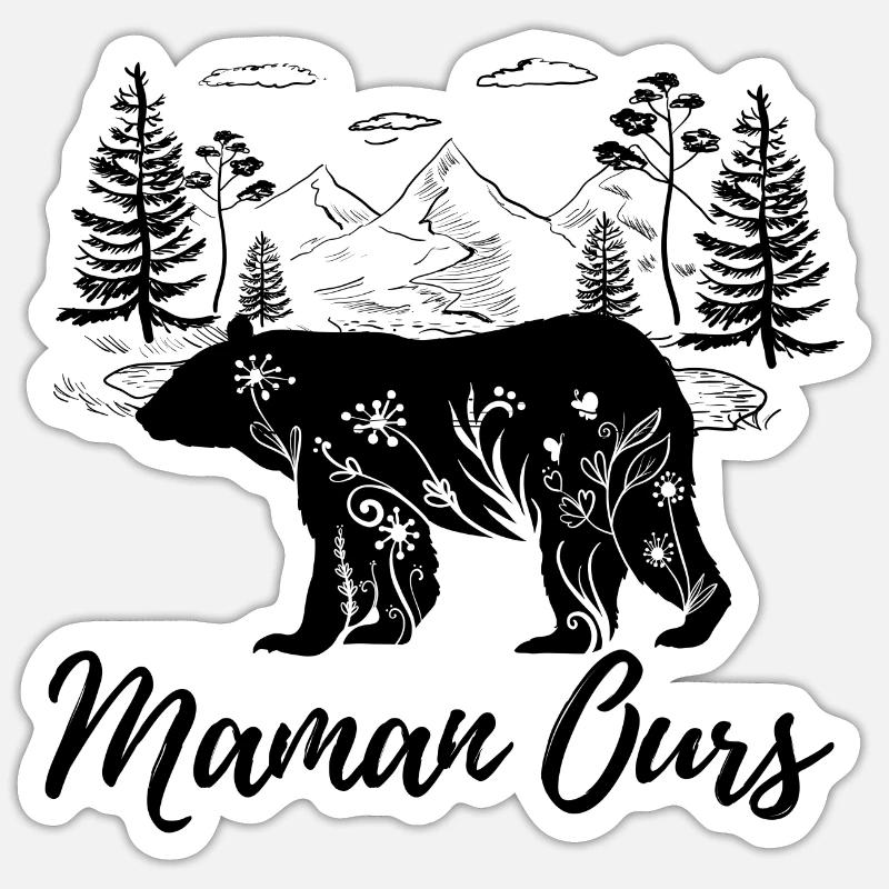 maman ours 1 - Sticker taille S (10 x 10 cm) - blanc mat