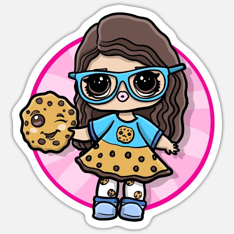 Mädchen mit Keks - Sticker Größe S (10 x 10 cm) - Mattweiß