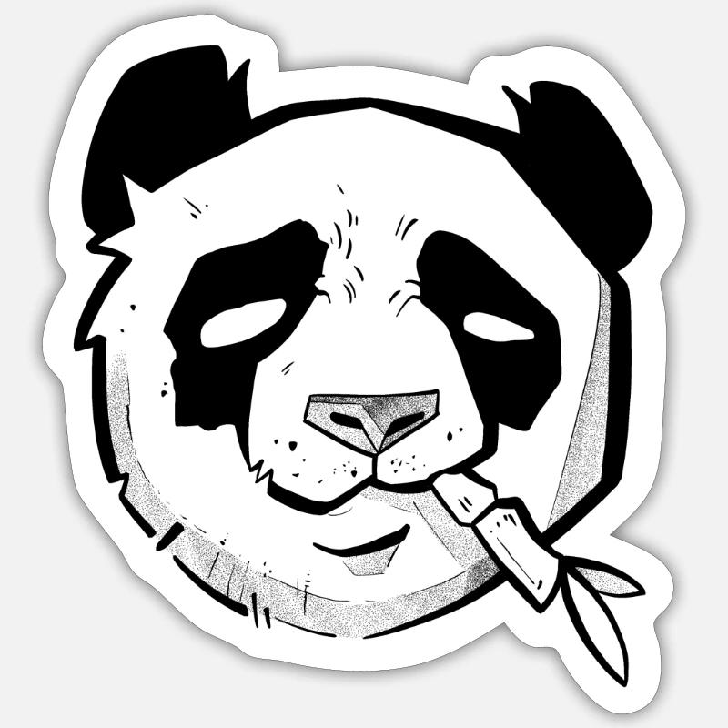 Tête de panda mignonstyle sketchy et dotwork - Sticker taille S (10 x 10 cm) - blanc mat