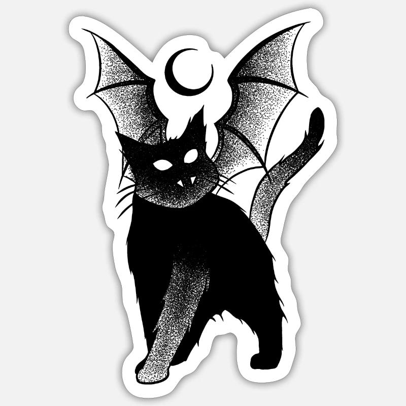 Dark Cat 666 Dotwork Kunst Sticker Größe S (10 x 10 cm)